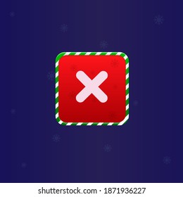 Christmas Game UI Close Button Colorful Simple Cute Colorful On Blue Background Vector Design