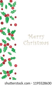 Christmas garden leaves and red berries on with background vector.