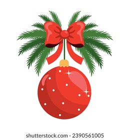 christmas garland and ball illustration isolated