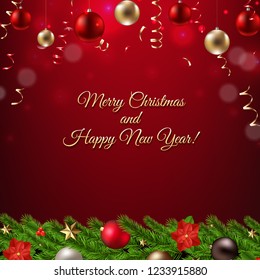 Christmas Garland With Ball And Star With Gradient Mesh, Vector Illustration