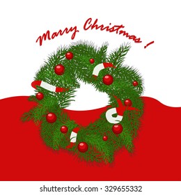 Christmas garland with balls and ribbons