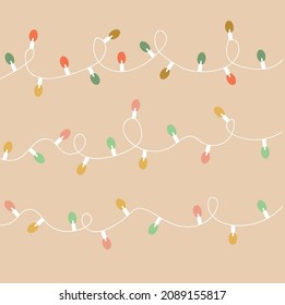 Christmas garland. beige background. vector illustration. fashionable print for postcards.