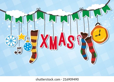 Christmas garland decorated with XMAS Hanger