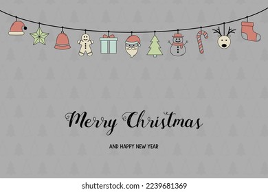 Christmas garland with decorations and wishes. Vector