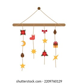 Christmas garland in eco style. vector illustration