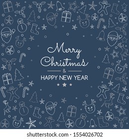 Christmas garland with festive decorations. Vector.