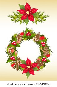 Christmas garland with gingerbread. Vector illustration.