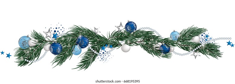 Christmas garland and glitter full vector banner