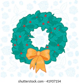 christmas garland with golden bow