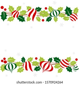 Christmas garland with holly leaves and ornament