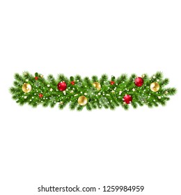 Garland De Navidad Fondo Aislado Con Malla Gradiente, Ilustración Vectorial
