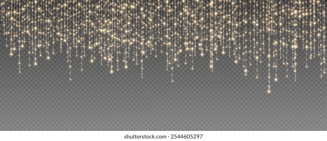 Christmas garland isolated on transparent background. Glowing colorful light bulbs with sparkles.Xmas, New Year, wedding or Birthday decor. Party event decoration. Winter holiday season element.