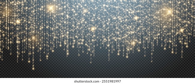 Christmas garland isolated on transparent background. Glowing colorful light bulbs with sparkles.Xmas, New Year, wedding or Birthday decor. Party event decoration. Winter holiday season element.