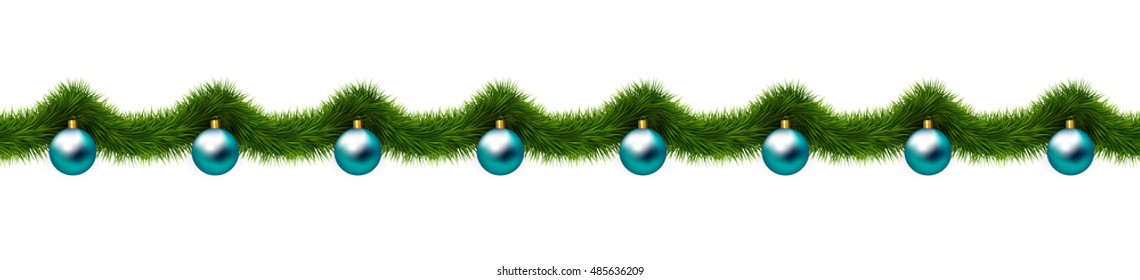 Christmas garland isolated on white background. Seamless vector. 