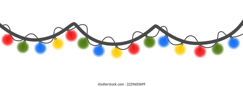 Christmas garland. 
Christmas lights.  Festive vector template. Christmas design isolated on white background