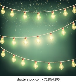 Christmas Garland lights, holiday background. And also includes EPS 10 vector
