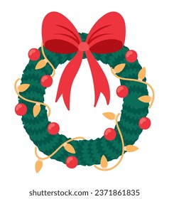 christmas garland with lights illustration isolated