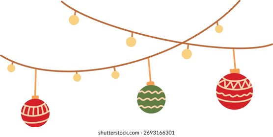 Ilustración de adorno de guirnalda de Navidad Estilo minimalista plano