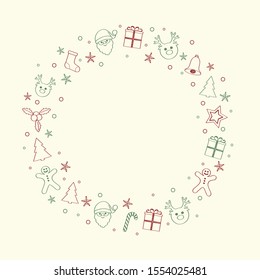 Christmas garland with ornaments and copyspace. Vector.