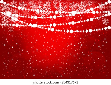 Christmas garland in red background. Vector EPS10