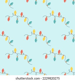 Christmas Garland Seamless Pattern. Flat vector illustration