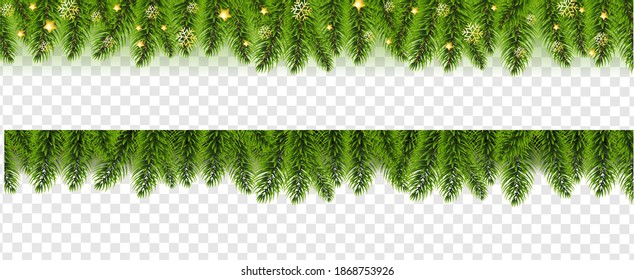 Christmas Garland Set Transparent background With Gradient Mesh, Vector Illustration