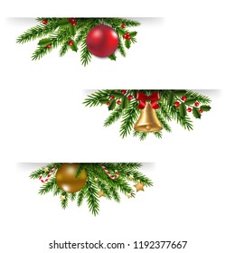 Christmas Garland Set White Background With Gradient Mesh  Vector Illustration