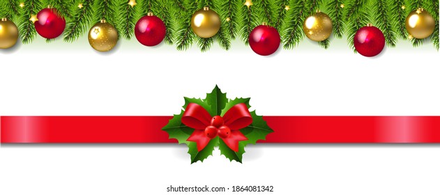 Christmas Garland Set White background With Gradient Mesh, Vector Illustration