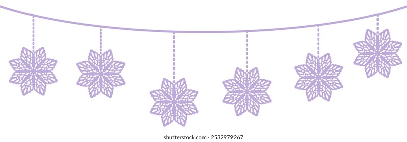 Christmas garland with stars, decorative element - hand drawn vector illustration.