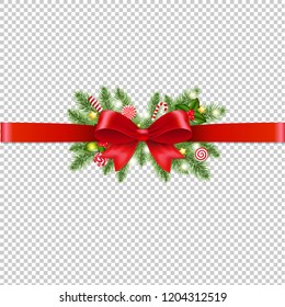 Christmas Garland Transparent Background With Gradient Mesh, Vector Illustration
