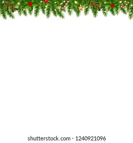 Christmas Garland Transparent White Background With Gradient Mesh, Vector Illustration
