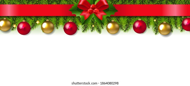 Christmas Garland With White background With Gradient Mesh, Vector Illustration