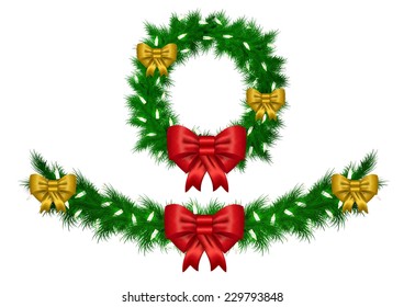 Christmas garland with white lights vector illustration isolated