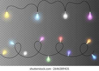 Christmas garland.Neon lights.Festive bright lights.Christmas decorations,colorful LED lamps.
