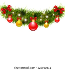 Christmas garland,on a white