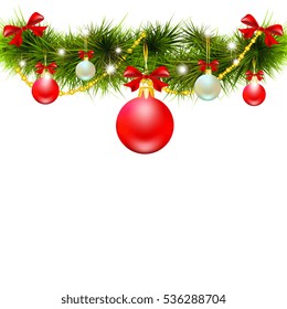 Christmas garland,on a white