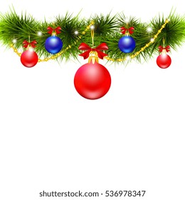 Christmas garland,on a white