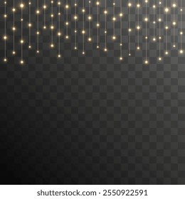 The Christmas garlands are available in a transparent vector background format. Christmas glowing garlands is suitable for use in advertising invitations, web banners and postcards. 