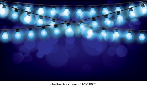 Christmas garlands glowing lights, vector illustration