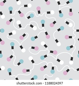 Christmas garlands on a light gray background. Vector seamless pattern