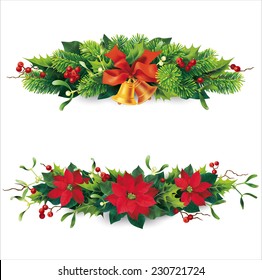 Christmas garlands on white. Vector eps 10.