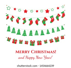 Christmas garlands set isolated on white background. Vector illustration