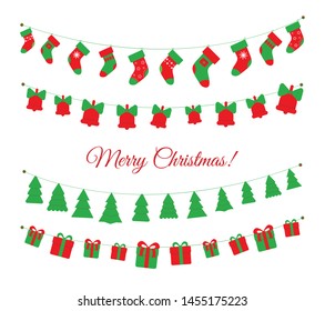 Christmas garlands set isolated on white background. Vector illustration
