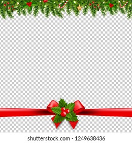 Christmas Garlands Transparent Background With Gradient Mesh, Vector Illustration