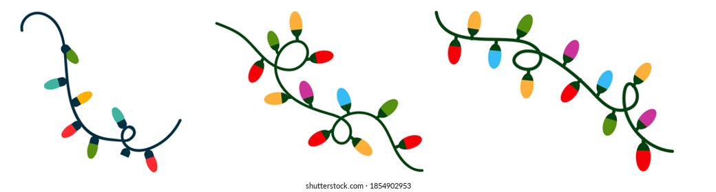 Christmas garlands vector icon set. New year light strand illustration sign collection. Christmas lights symbol.