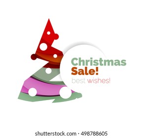Christmas geometric abstract sale promo banner. Vector illustration