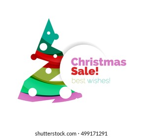 Christmas geometric abstract sale promo banner. Vector illustration
