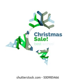 Christmas geometric abstract sale promo banner. Vector illustration