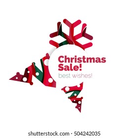 Christmas geometric abstract sale promo banner. Vector illustration