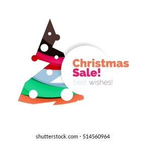 Christmas geometric abstract sale promo banner. Vector illustration